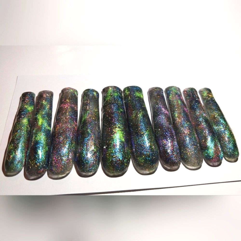 Hand crafted custom cateye 10pc 3xl acrylic press on nails